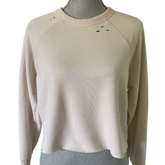 Aerie Sunday Soft Distressed Crewneck Cropped Sweatshirt Women's Size XS - Picture 3 of 8
